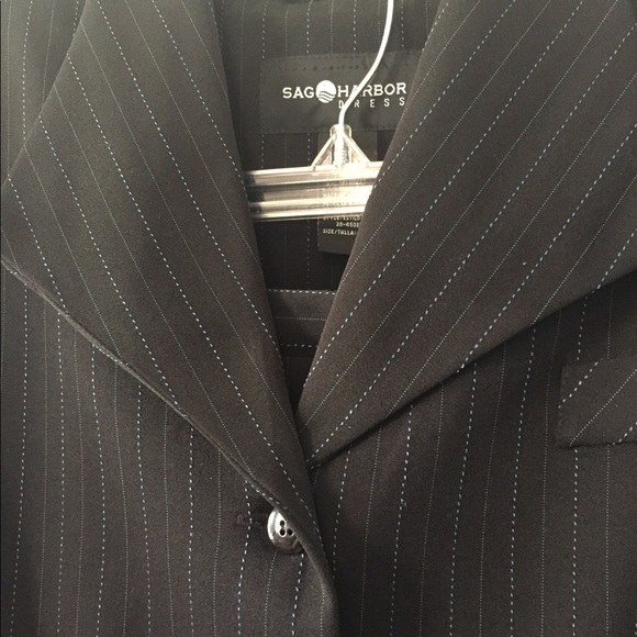 Black Suit with Blue Stitched Pinstriping - Picture 2 of 4
